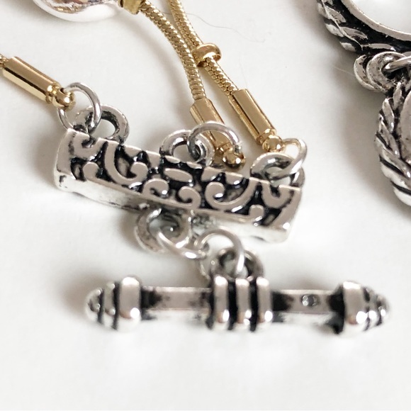 Three Stranded Silver and Gold Tone Beaded Adjustable Bracelet - Picture 13 of 16